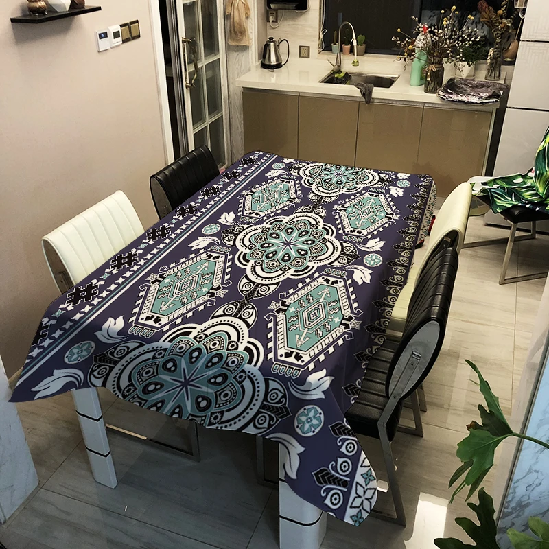 

3d Geometric Tablecloth Creative Green Plant Flamingo Pattern Polyester Comfortable Waterproof Table Cloth Cover for Children