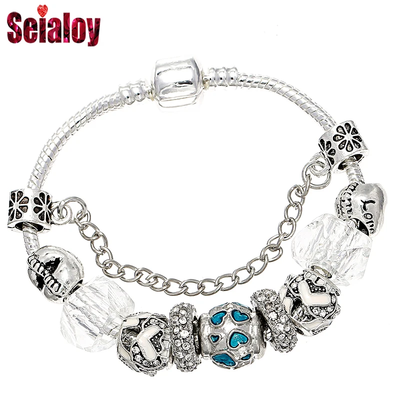 Seialoy fashion vintage snake chain charm Pandora bracelet & bangles for woman men couples girls love bracelet trinket gift