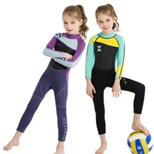 Детский водолазный костюм 2,5 мм неопреновый гидрокостюм для детей, для мальчиков и девочек, сохраняющий тепло, цельный купальный костюм с длинными рукавами и защитой от ультрафиолетового излучения