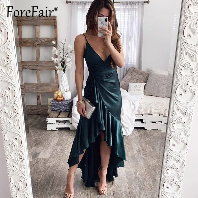 Женское длинное платье Forefair черное пляжное с запахом и открытой спиной