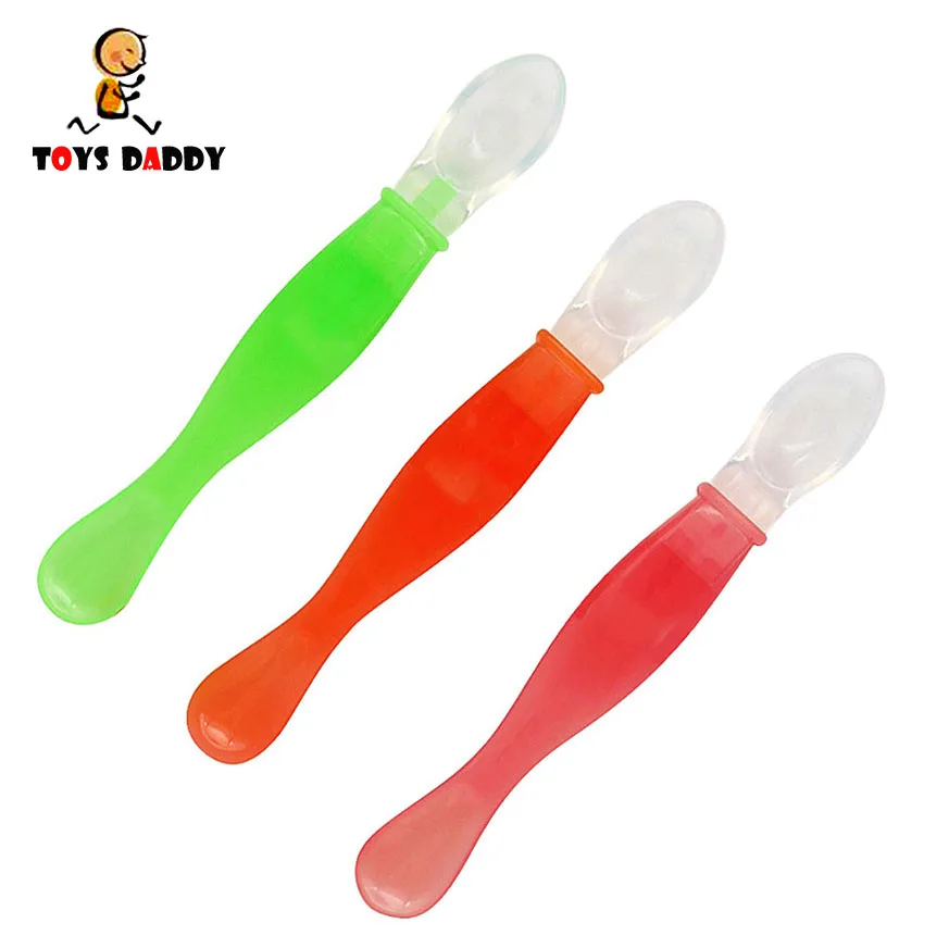 1PC Baby Spoon Feeding Soft Silicone Infant Soft Baby Flatware Feeder
