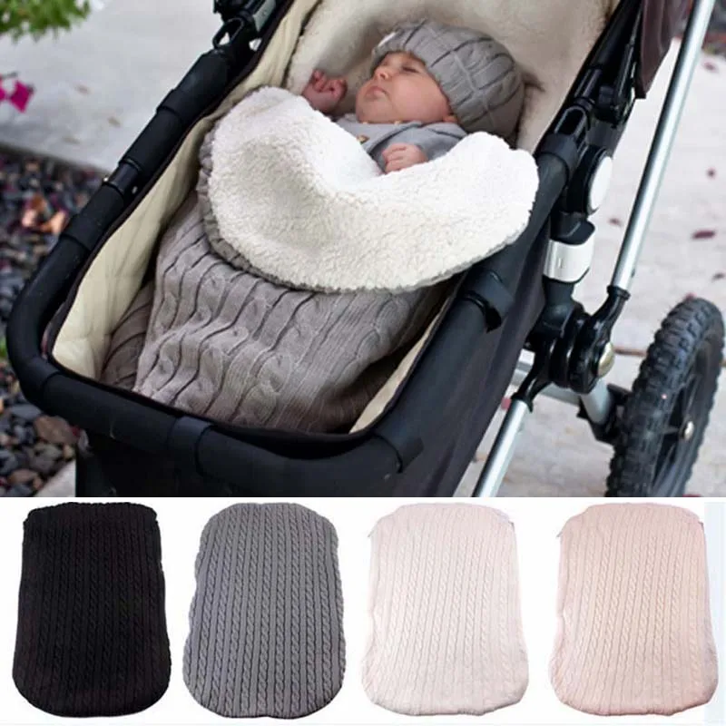 Thick Baby Swaddle Wrap Knitted Envelope Newborn Sleeping Bag Baby