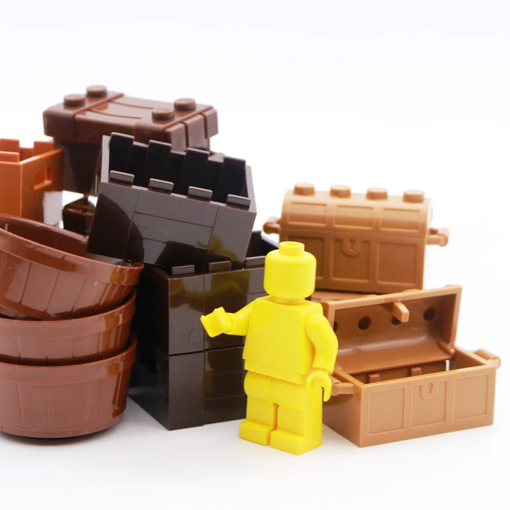 City Accessories Blocks Box Treasure Chest Basket Foods Container Friends Building MOC Bricks Toys Compatible LegoINGlys Parts (7)