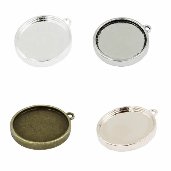 Fit 18mm Double side bezel with Single Ring Alloy Antique Silver Cameo/Glass/Cabochon Frame Settings 50pcs/lot K05164 | Украшения и