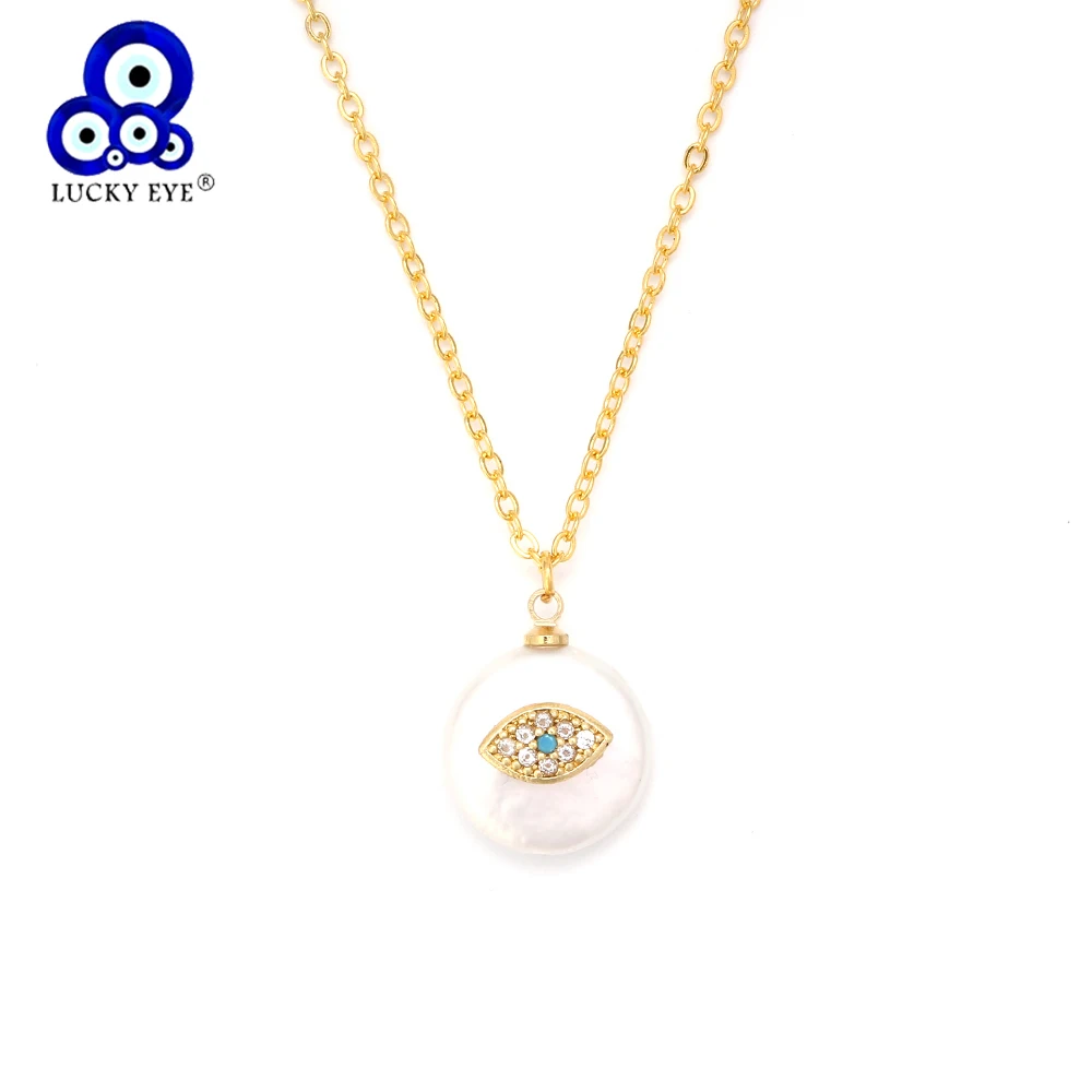 

Lucky Eye Irregular Pearl Necklaces Pendant Link Chain Choker Necklace For Women Female Party Jewelry Statement Necklace EY6166