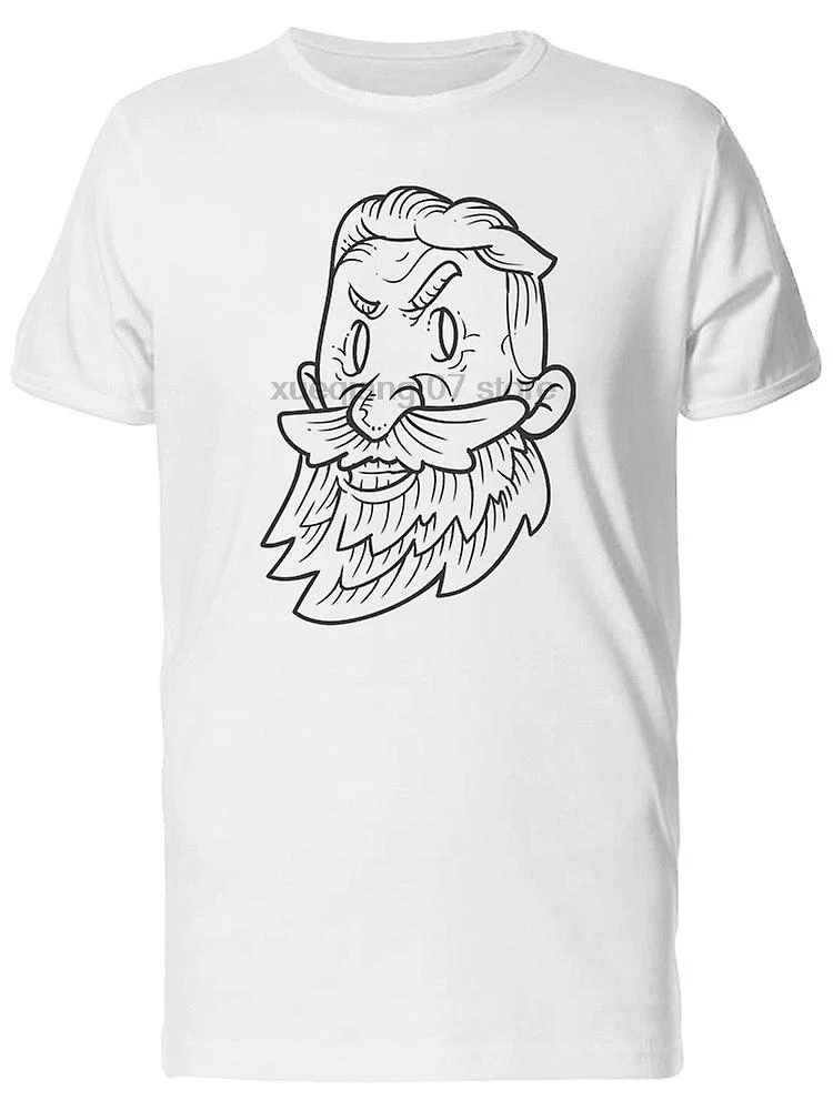 Бородатый человек улыбается контур футболка Для Мужчин's