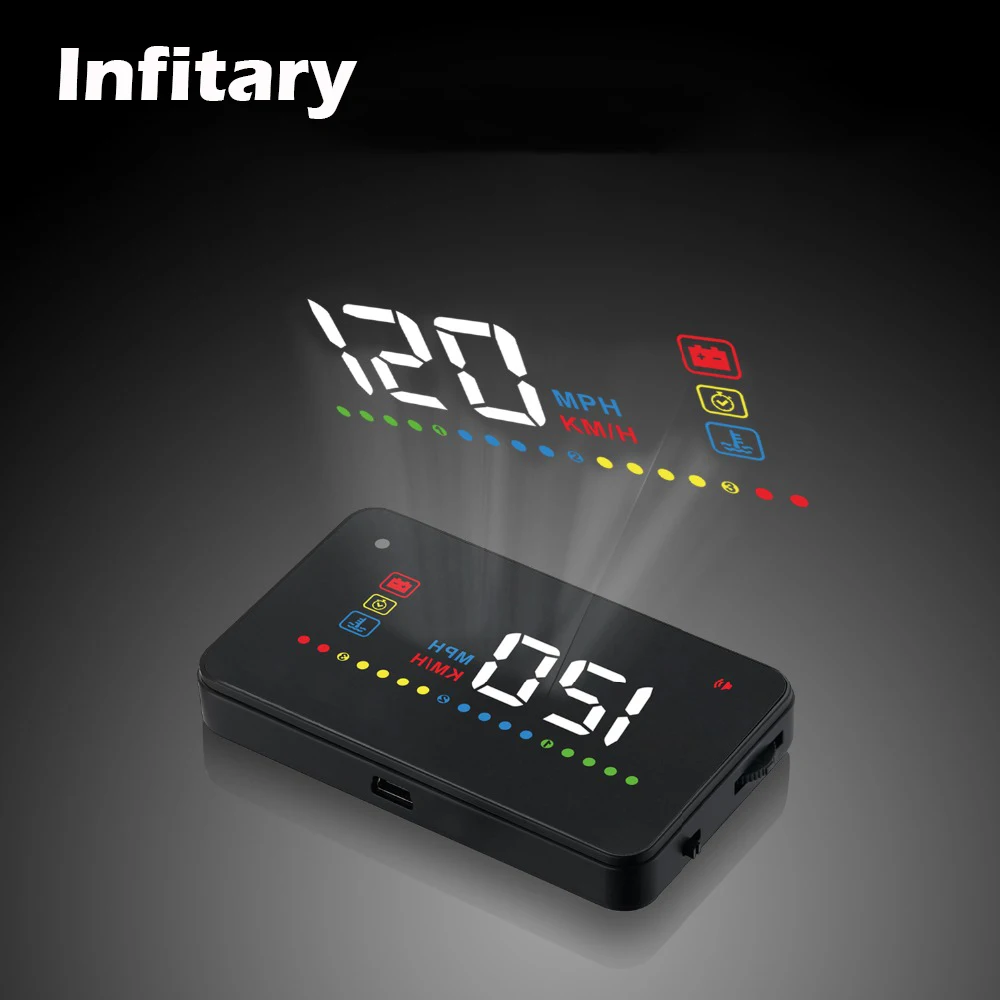 

Infitary 3.5" Car Universal HUD Head Up Display OBD2 II EUOBD A200 Overspeed Warning System Speed Windshield Projector