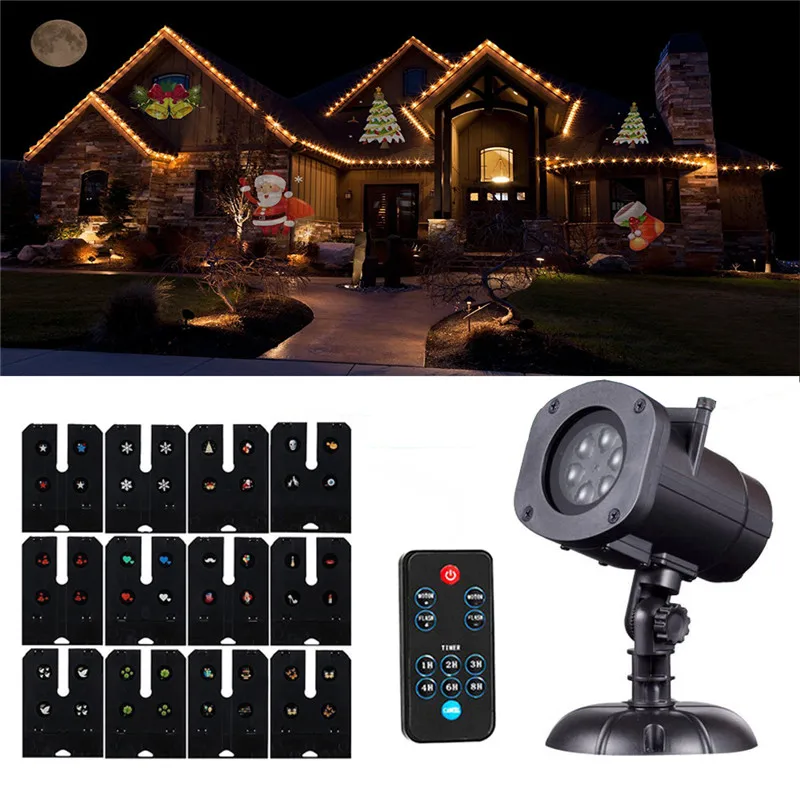 

Christmas Projector Light Decorations12 Slides with Remote Control Lighting for Garden Party Holiday Indoor Outdoor