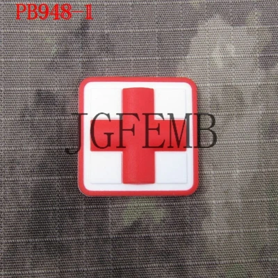 2 pieces Red Cross Medical Relief 3D PVC Patch Soft shell Small 