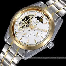 Função da fase da lua Tourbillon homens relógio mecânico automático de aço inoxidável design waterproo se sekelon mecânico relógio relógio