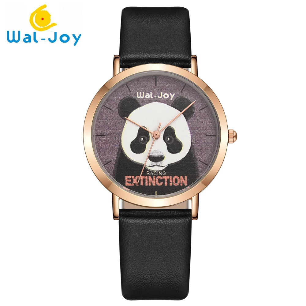 Модные женские кварцевые часы Wal Joy с изображением панды студенческие