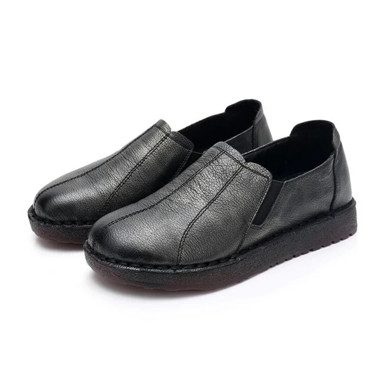 Обувь CEYANEAO на плоской подошве из натуральной кожи в стиле ретро; обувь для беременных; обувь для вождения; женские мокасины - Цвет: Черный