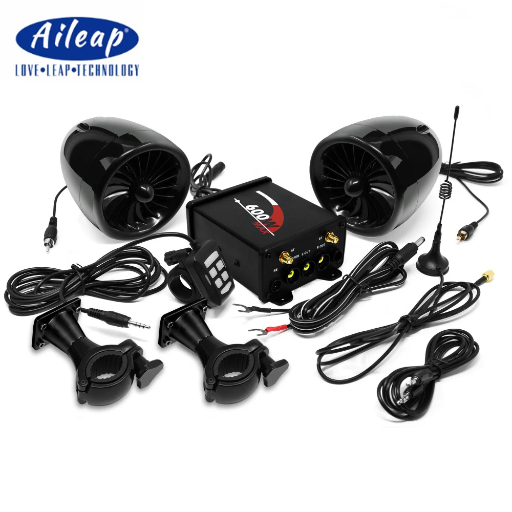 Aileap Motorcycle/ATV Audio System with Bluetooth FM Radio Aux Input