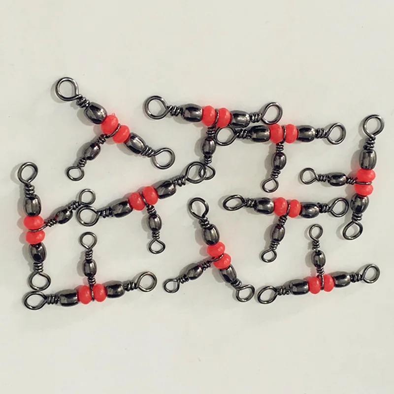 20Pcs T Shape Fishing Accessories 3 Way Swivel Bearing Connector Solid Ring