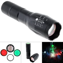 Waterproof 20000LM T6 LED Zoomable 3 colour Flashlight Torch Super Bright 5-mode Strobe 18650 AAA Exchange Lens Red Green White