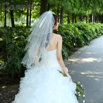 

Hot Sale White/Ivory Bowknot Wedding Veil Multi Layer Beads Bridal Veil Dress veu de noiva voile mariage Wedding Accessories A40