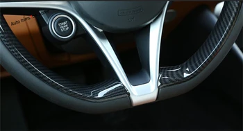 

Yimaautotrims Front Steering Wheel Strip Interior Cover Trim For Alfa Romeo Giulia 2016 2017 2018 2019 2020 / ABS Carbon Fiber