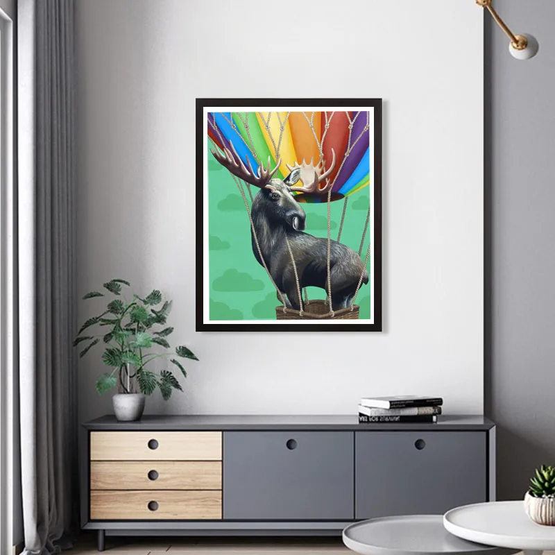 

5d Diy Diamond Painting Cross Stitch Moose Deer Diamond Embroidery Animal Pattern Full Round Diamond Mosaic