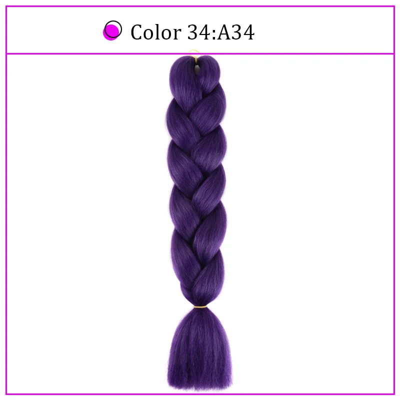 Yiyaobess 24 дюйма синтетические плетеные волосы 100 г/упак. волосы кроше для наращивания красный фиолетовый розовый серый синий черный jumbo оплетка - Цвет: T1B/фиолетовый