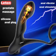 Male Prostate Massage Silicone Anal Plug Vibrator Cockring Vibrating Butt Plug Prostata Massager Sex Toys For Men Buttplug