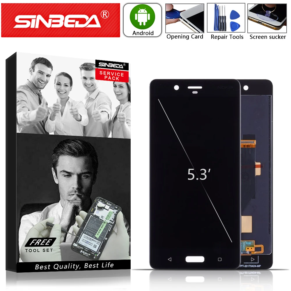 ЖК дисплей Sinbeda 5 3 для NOKIA 8 с сенсорным экраном дигитайзер сборки Замена экрана Nokia