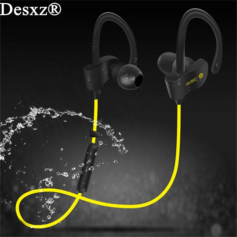 Handphone Desxz Olahraga Bluetooth Headset Wireless In-Ear Stereo Earphone dengan Mikrofon untuk iPhone Samsung Xiaomi