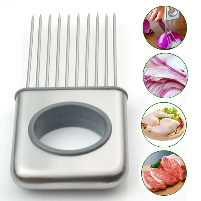 Easy Onion Holder Slicer Vegetable Tools Tomato Cutter Stainless Easy Onion Holder Slicer Vegetable Tools Tomato Cutter Stainless Steel Kitchen Gadgets Chopper Utensils