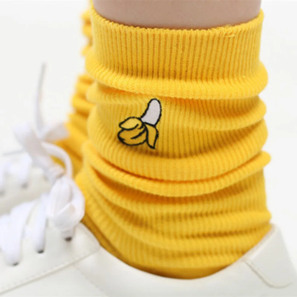1 пара, Мультяшные хлопковые носки с объемной вышивкой фруктов для женщин и девочек, теплые высокие Чулочные изделия, модные носки с фруктами