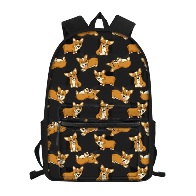 Школьный рюкзак с принтом собаки корги для подростков, мальчиков и девочек, милый рюкзак для начальной школы, черный рюкзак Mochila Escolar - Цвет: Z3880Z58