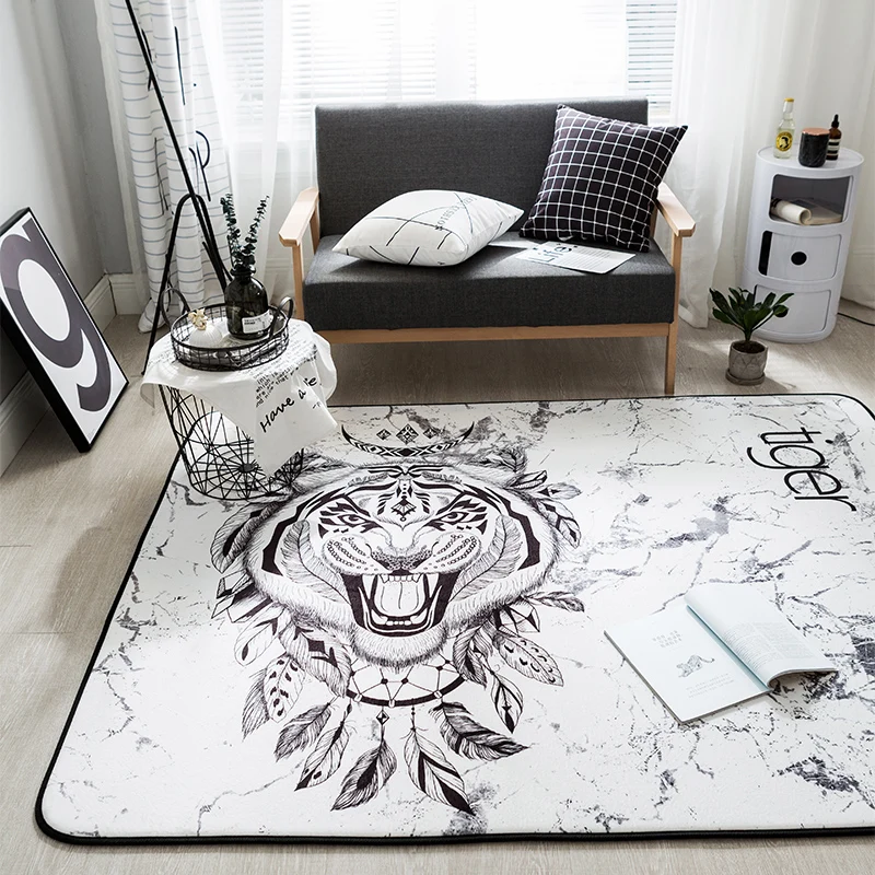 3d White Tiger Flannel Doormat 145x200cm Size Soft Fleece Carpet