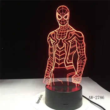 

3D-2786 Superhero Man Figure Spiderman 3D Lamp 7 Color Led Gradient Night Light Kids Lampara Sleeping Creative Festival Gift