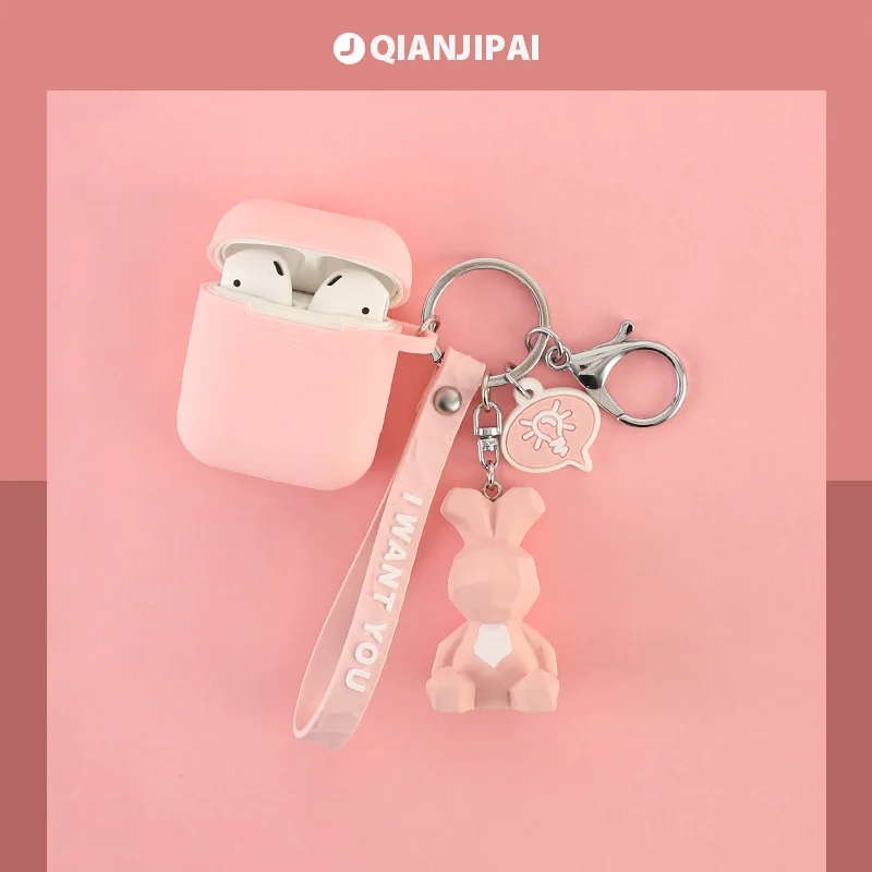 

Silicone Case For AirPods cute Protective Cover Bluetooth Earphone Case for apple airpods2 DIY Accessories with keychain panda