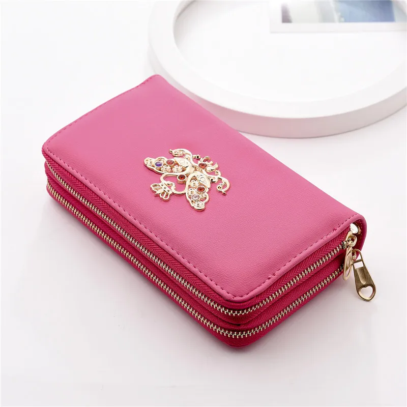 

Wallet Women Long Double zipper Luxury Brand Leather Coin Purses Design Clutch Wallets Female Money Bag Credit Card Holder 557
