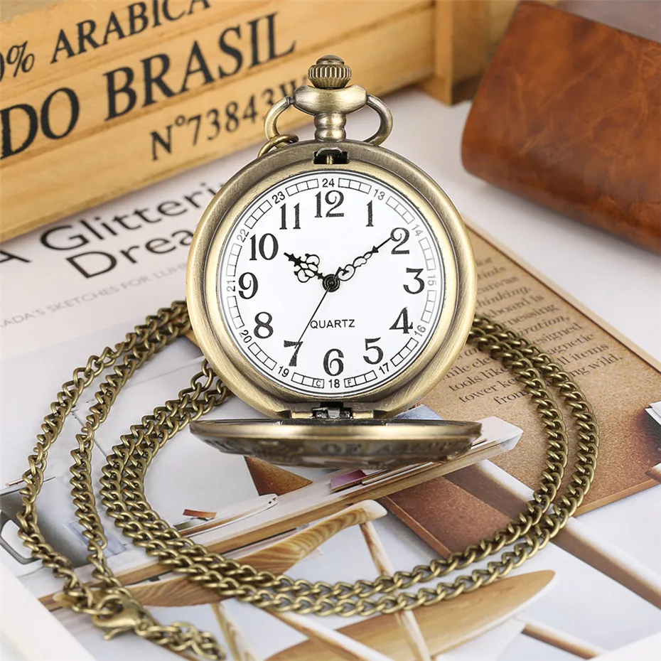 Статуя Свободы тема кварцевые карманные бронзовые часы Прохладный полный часы-кулон с крышкой ожерелье сувенирные часы для мужчин женщин дропшиппинг