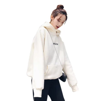 

Newly Women Loose Hoodie Pullover Fleece Lined Autumn Winter Letter Printed Coat DO99