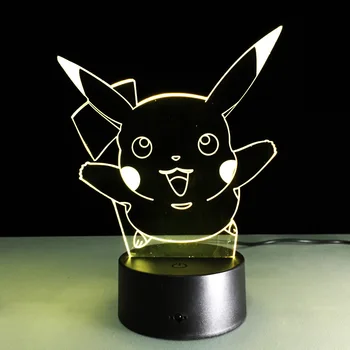 

3D Night Light Luminaria Led Pokemon Pikachu Table Lamp Remote 7 Color Change Children bedroom lighting Party atmosphere lamp