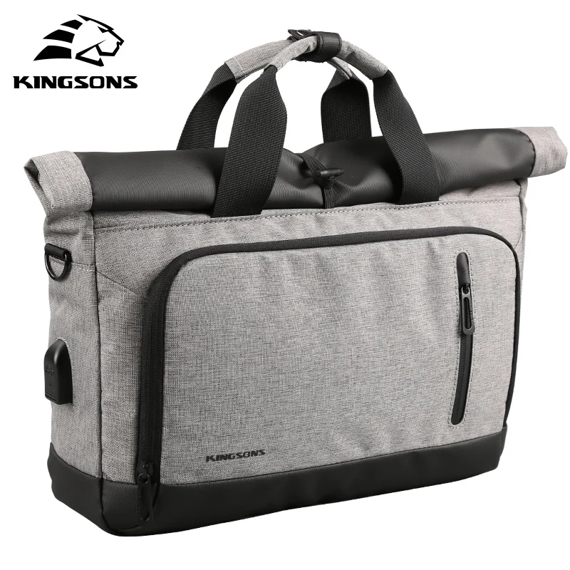 

Kingsons Brand Nylon Bag Business Men Laptop Tote Briefcases Crossbody Bags Shoulder Handbag Men's Messenger Bag Charging Bag