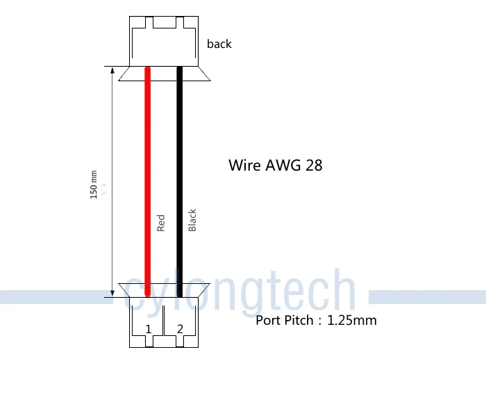 2-Булавки plug с проводами Кабели 150mm. 2 Булавки 1.25 мм-1.25 мм f