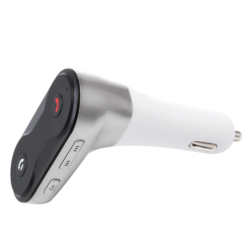4-в-1 Hands Free Беспроводной Bluetooth FM передатчик G7+ AUX модулятор Автомобильный комплект MP3 плеер SD USB ЖК-дисплей автомобильные аксессуары - Название цвета: Серебристый