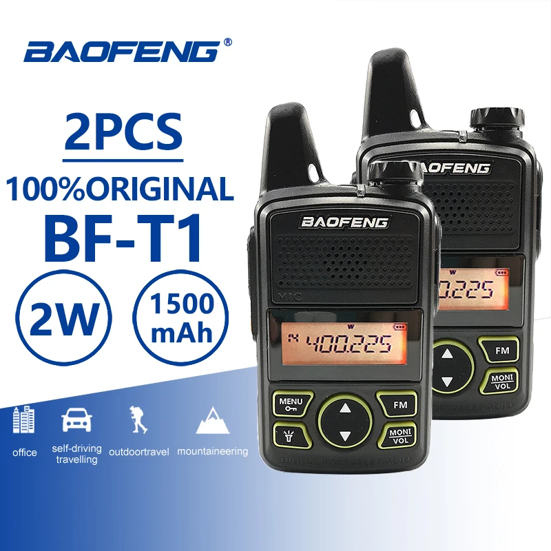 2PCS Baofeng BF-T1 Walkie Talkie UHF 400-470MHz FM Kids Transceiver Mini Radio With PTT Earpiece Child Two Way Radio Comunicador 2PCS Baofeng BF-T1 Walkie Talkie UHF 400-470MHz FM Kids Transceiver Mini Radio With PTT Earpiece Child Two Way Radio Comunicador