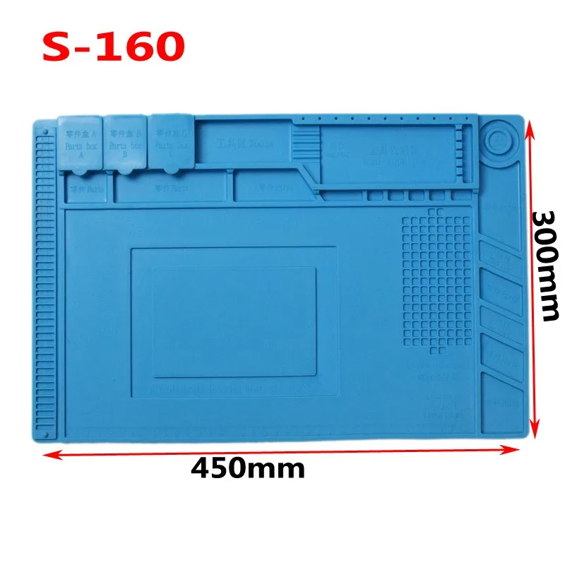 Термостойкий Коврик для пайки силиконовый термопистолет BGA паяльная станция изоляционный коврик ремонтные Инструменты Обслуживание платформа стол коврик - Цвет: S160