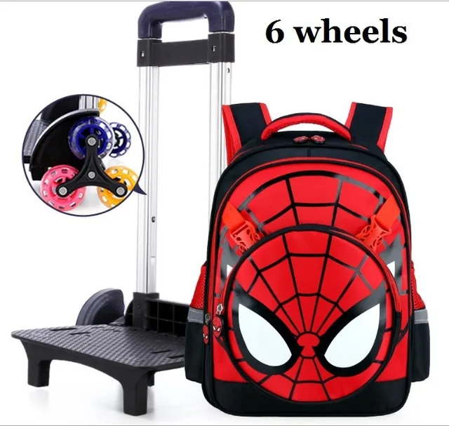 Подняться по лестнице багаж детская школьная сумка Студенты чемодан на колесиках для детей «Человек-паук», рюкзак с мультипликационным принтом для мальчика, сумки на плечо - Цвет: E