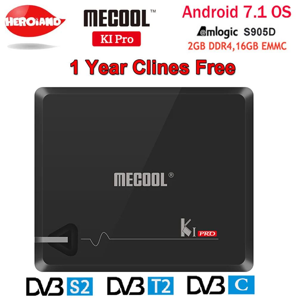 

KI PRO 2GB/16GB DVB-T2 DVB-S2 DVB-C Android 7.1 TV Box Amlogic S905D Dual WIFI HD Satellite Receiver+1 Year Clines Europe Server