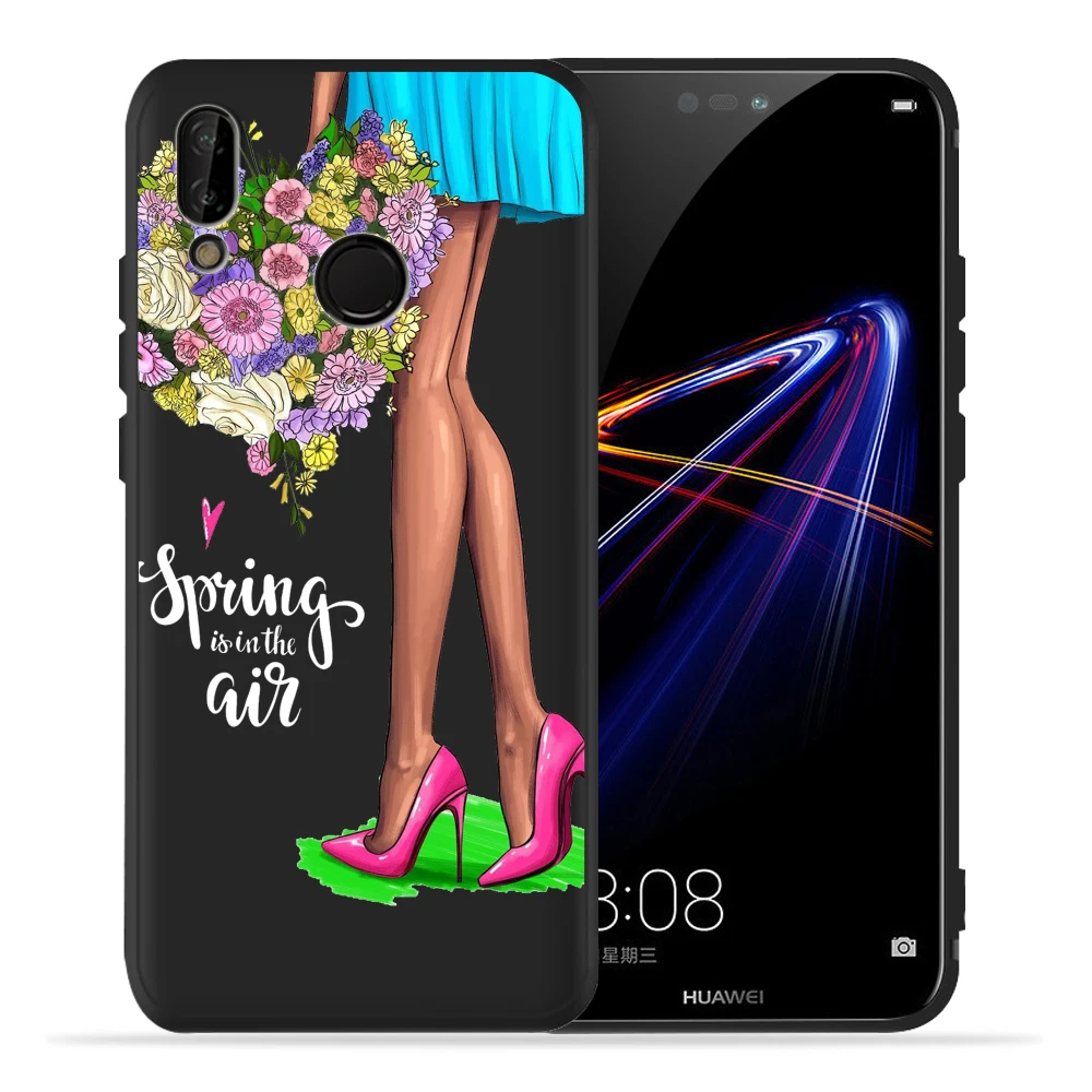 High heels Girl Flower Phone Case For Huawei Honor 20 Lite View 20 20Pro 10 Lite 9 Lite 10 9 8 8x 8c 8 Lite Capa Etui