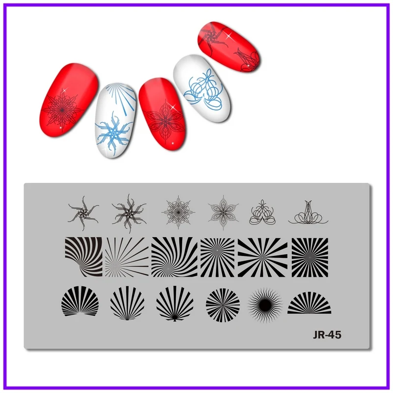 Нержавеющая сталь ногтей шаблон штамповочной пластины витиеватый угол солнце луч вихревой ветки бабочка любовь свадебный ногтей инструмент JR041-050