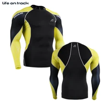 Мужчины Бодибилдинг функциональное компрессионное рубашка с длинным рукавом Рашгард колготки телесного цвета для смешанных боевых искусств для зала Кроссфит бег топы рубашки