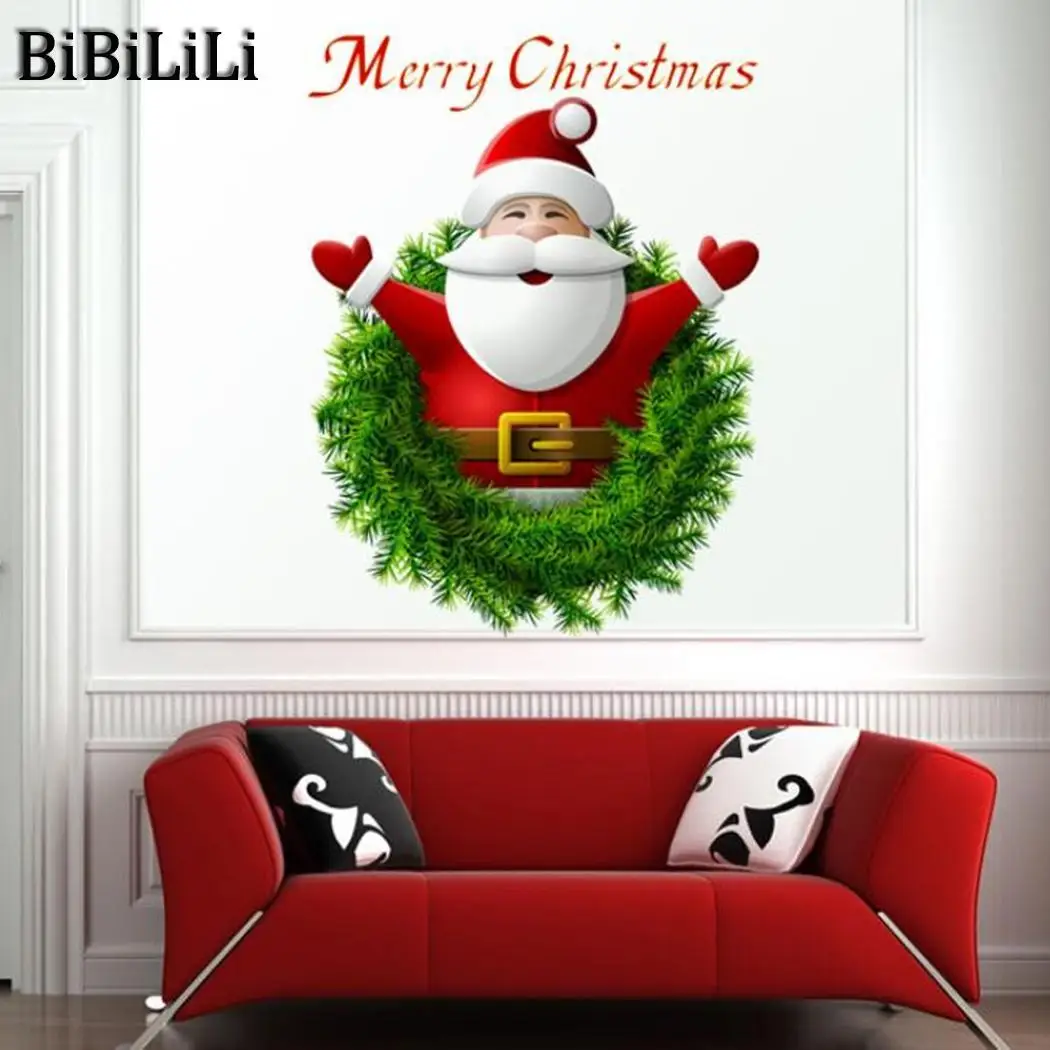 Bedroom Bedroom Decoration Home Christmas Art Wall Red Claus PVC Living Decals Santa Wall Stickers Room etc