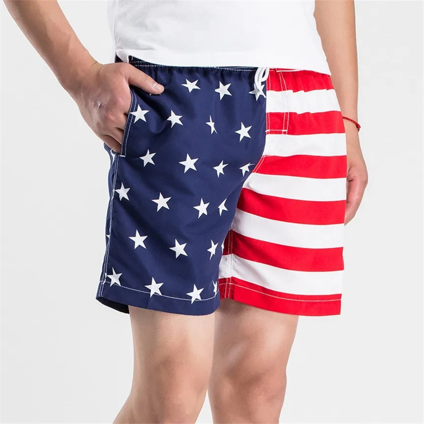 Мужские пляжные шорты с принтом американского флага 80404