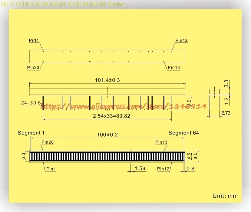 BL64 1005M 64 раздел 100 мм желтый светодиодный дисплей bargraph|Датчик ABS| |