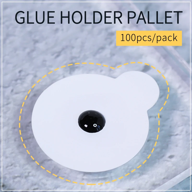 

100pcs Disposable Eyelash Glue Holder Pallet Eyelash Extension Glue Pads Stand on Eyelash Jade Stone M Size Pads